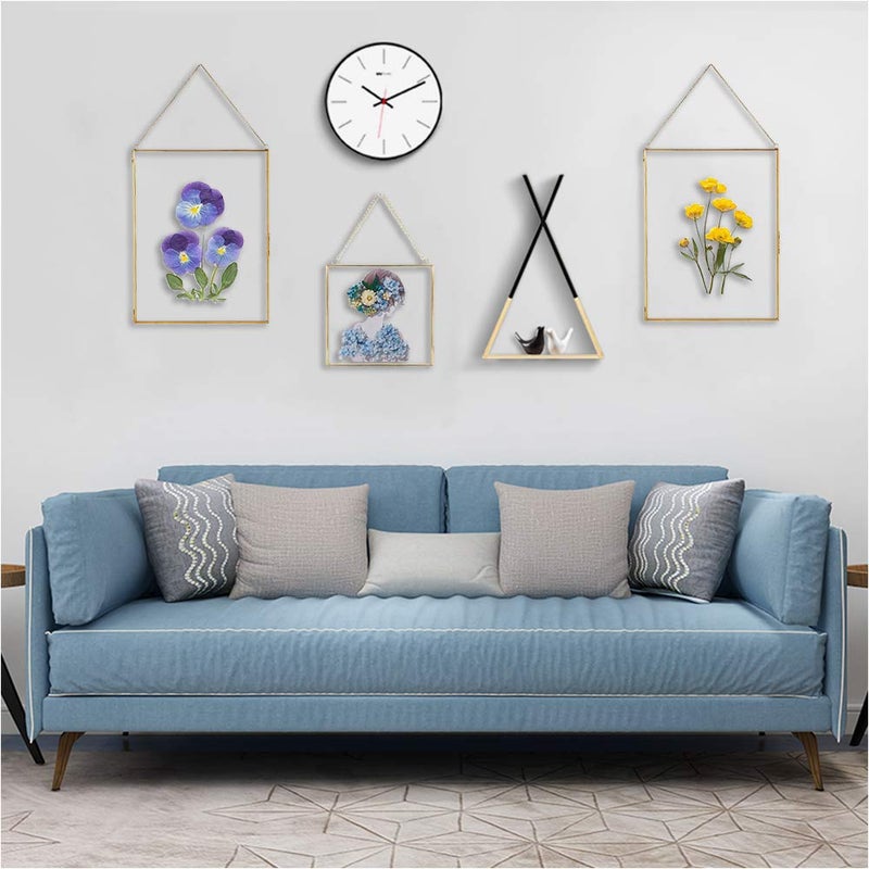 fujack Glass Frame for Dried Flowers, Glass Brass Photo Frame for Wall Hanging Decor Display DIY Pressed Flowers Plant Specimen Picture Frame Geometric Ornament 8x12 Inches - Image 2